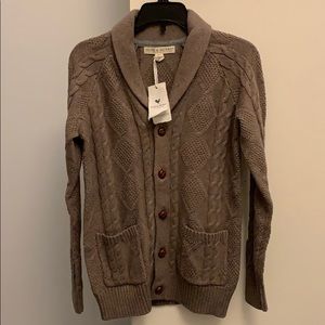 Hope & Henry cable knit button down cardigan